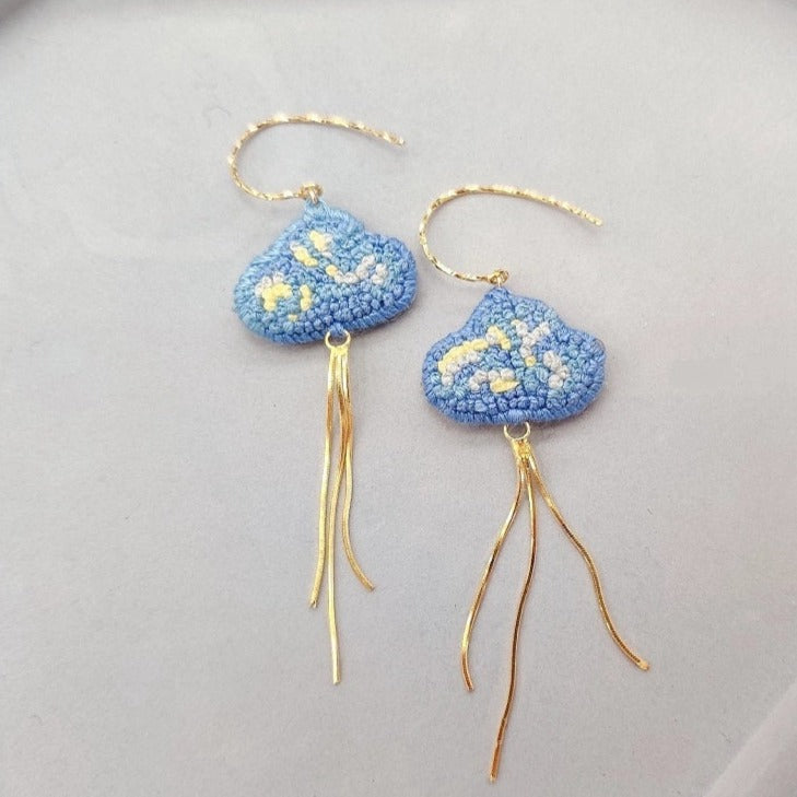 Embroidered Cloud Earrings