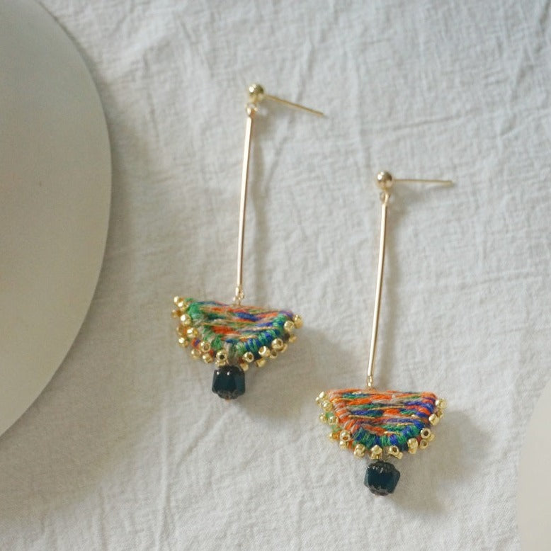Handmade Embroidery Colorful Earrings