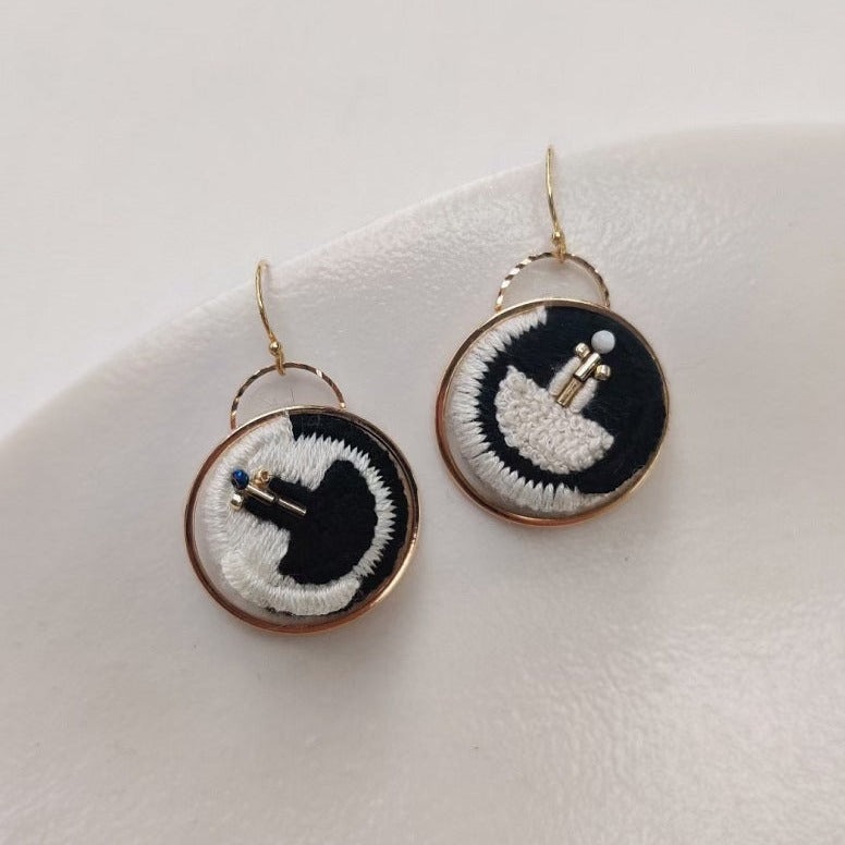 black and white AB earrings