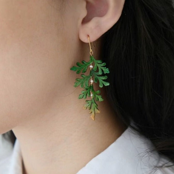 leather leaf earrings