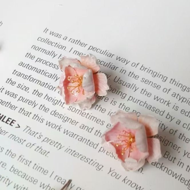 peach flower earrings